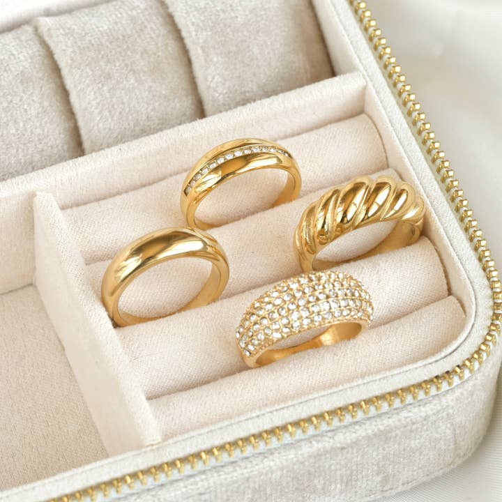 18k Gold Dome Rings - Stainless Steel Chunky Rings for wholesale by Blueyejewelry