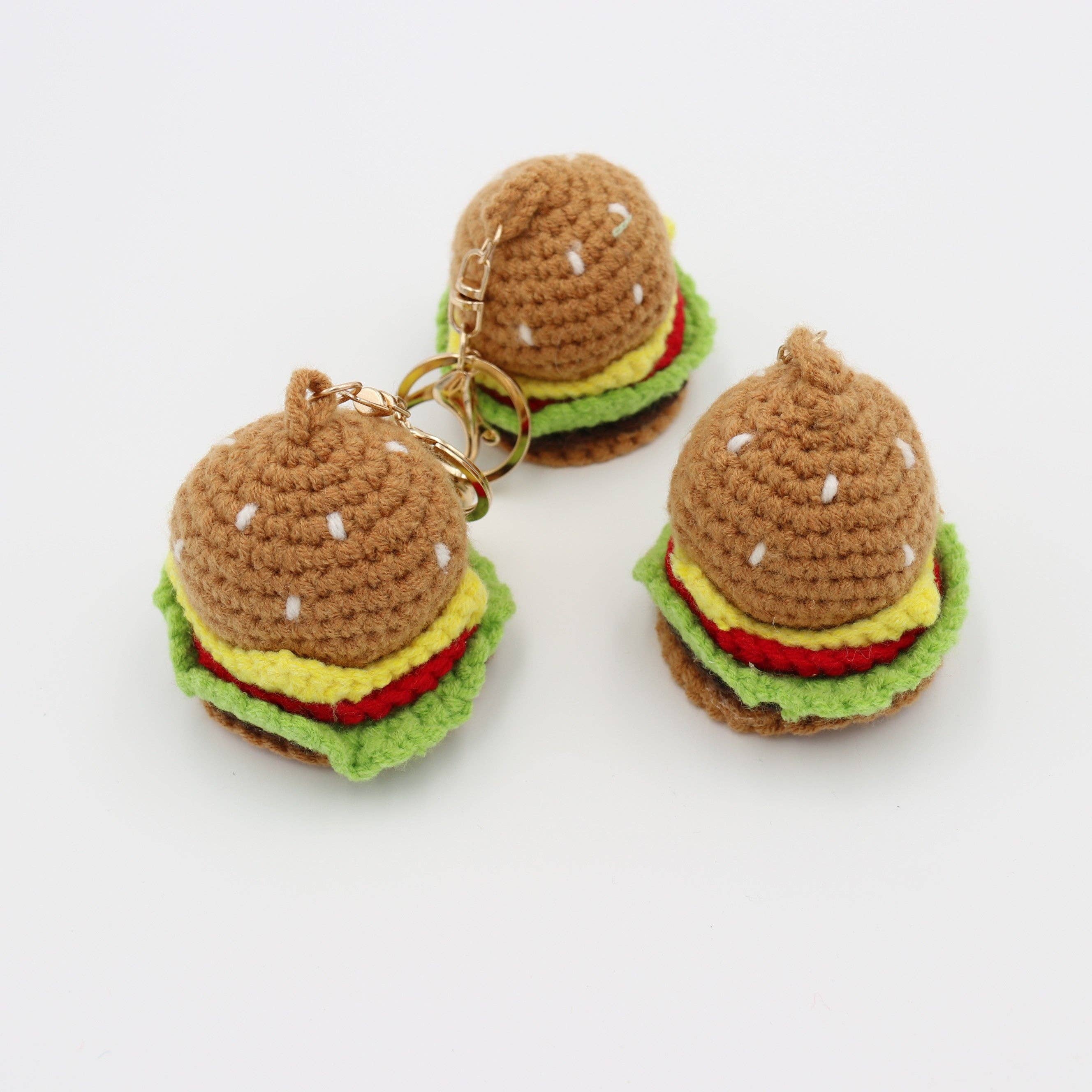 Sparkle Being - Wholesale Keychain - Unisex - Bun Intended: Quirky Knitted Hamburger Keychain0