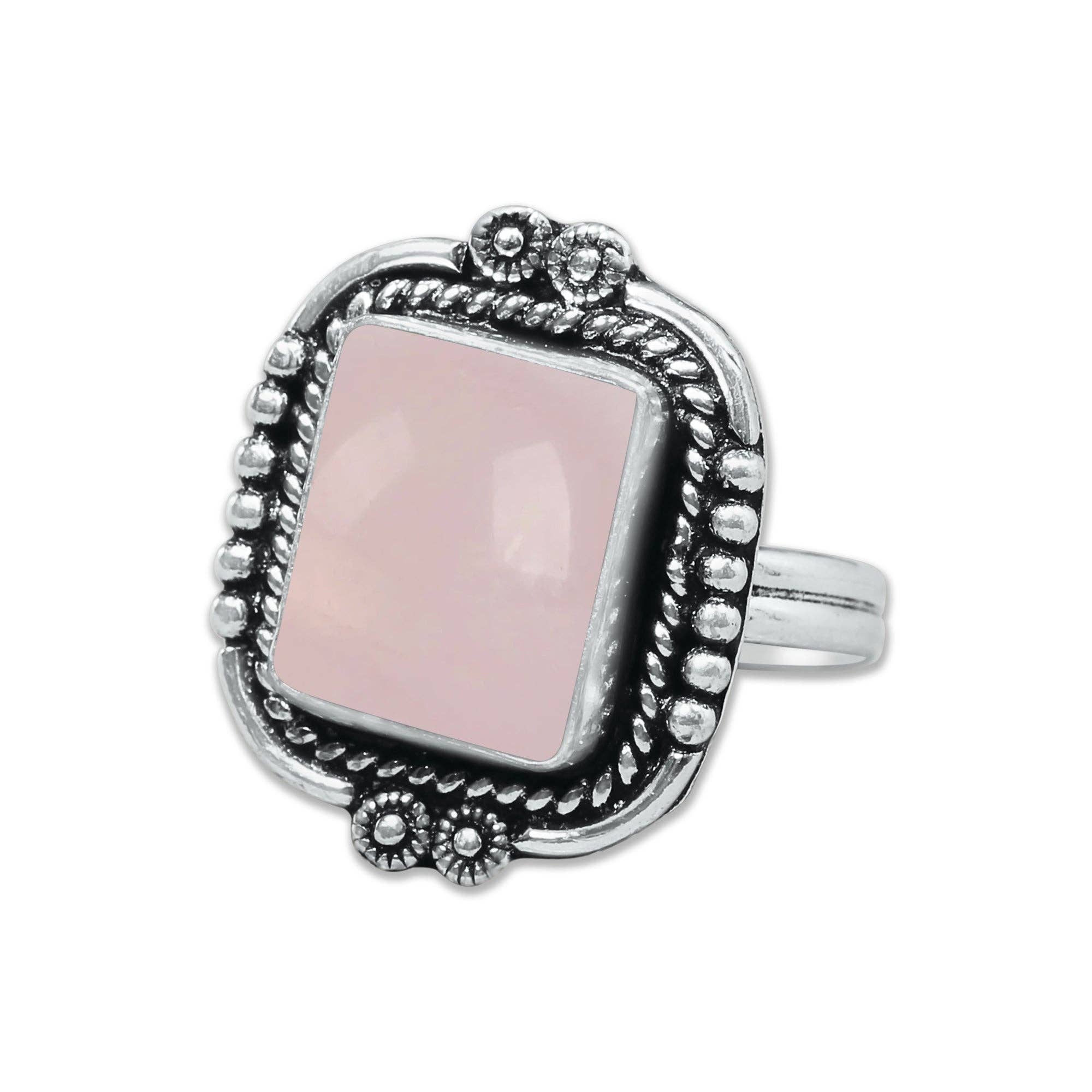 Handmade Jewels – wholesale Cocktail/Statement Ring – Rosenkvartsringar – Silverpläterade, Handgjorda, Mjuk Rosa (US Storlekar 6–10, Ej Justerbara)20