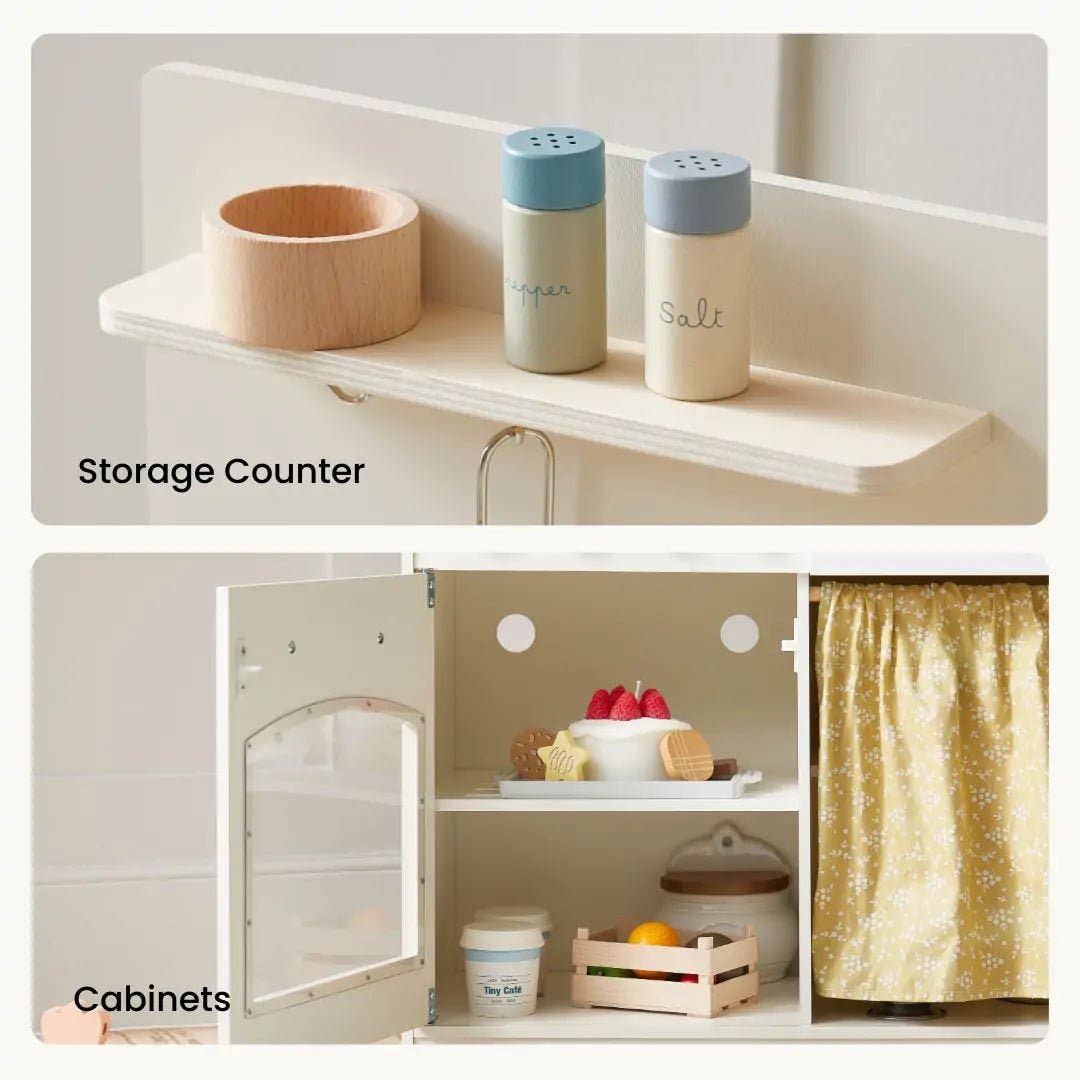 Michael Meredith Inc - Wholesale Toy Set - Kids - Tiny Land® Wooden Play Kitchen for Toddlers - Honey Kitchenette Pretend Cooking Set9