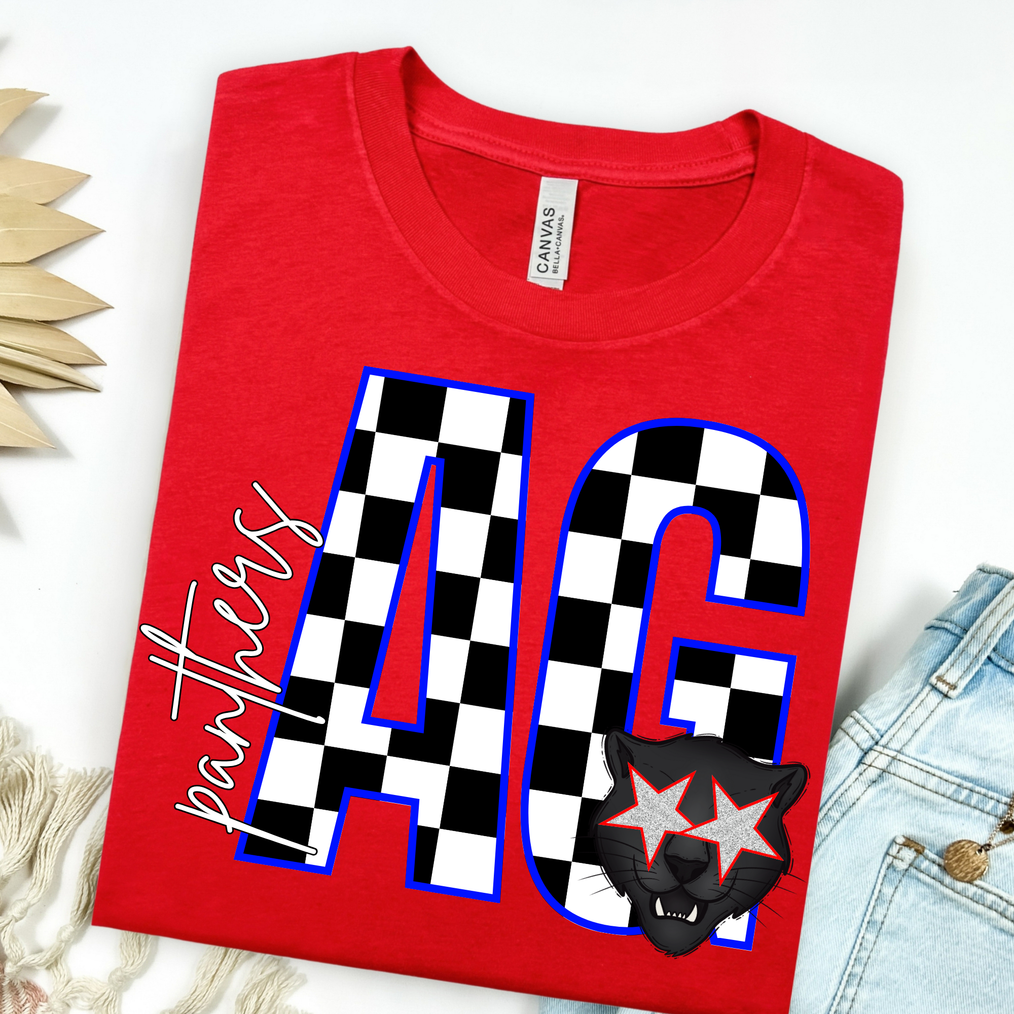  Pepper Block Letter Checker Graphic Tee for wholesale on Faire7