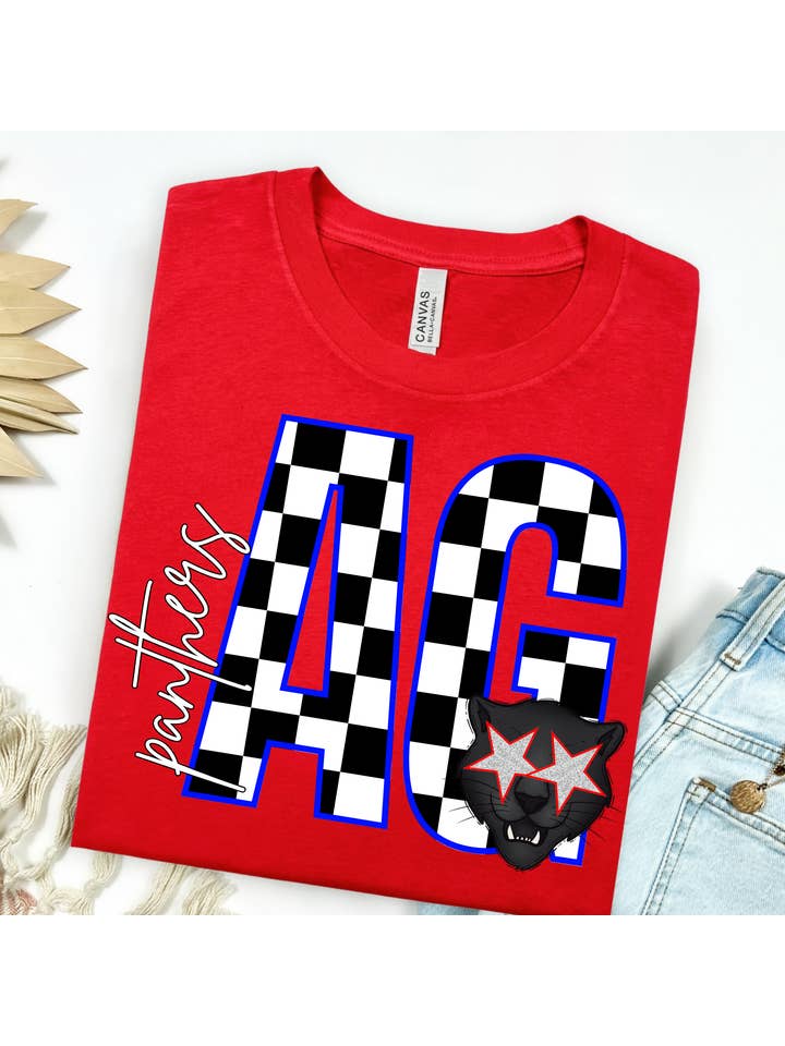 Pepper Block Letter Checker Graphic Tee for wholesale on Faire7