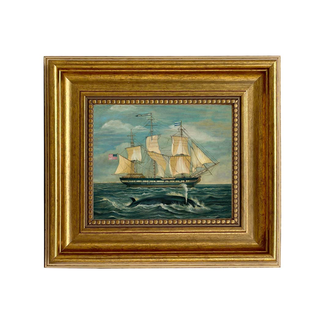 Madison Bay Co. - Historical Home Decor Reproductions - Wholesale Painting/Drawing - American Whaling Ship with Sperm Whale Vintage Painting Print0