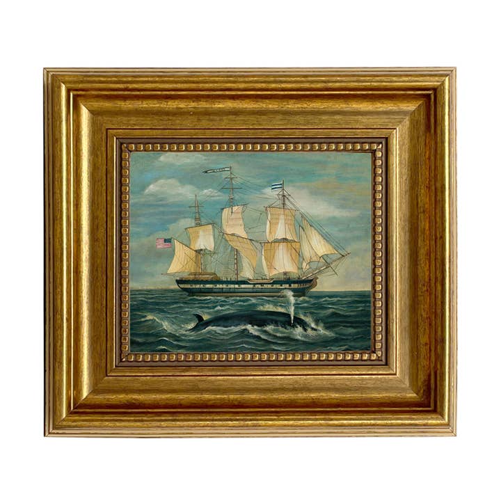 Madison Bay Co. - Historical Home Decor Reproductions - Wholesale Painting/drawing - American Whaling Ship with Sperm Whale Vintage Painting Print0