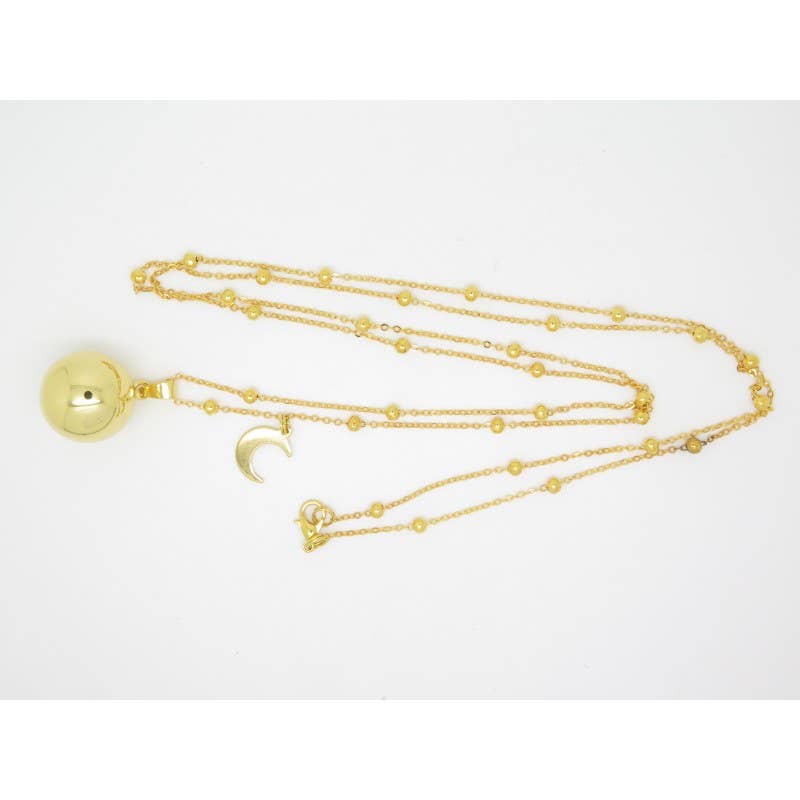 F de Bm créations - Wholesale Pendant/Charm Necklace - SMOOTH GOLDEN MOON PREGNANCY NECKLACE AND GOLD COLORED BALL CHAIN SMALL FEET AND PEARLS GIFT EXPECTANT MOTHER F by Bm Creations3