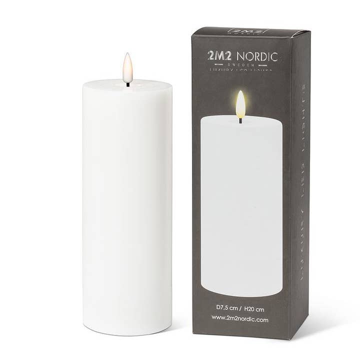 Abbott - Wholesale Flameless Candle - White LED Pillar Candle - 3x8"H