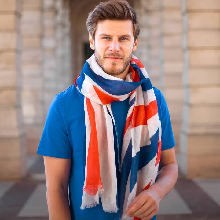 AV08 PARIS - Wholesale Scarf - Unisex - BLUE WHITE RED NAVACELLES SCARF – TRICOLOR PRINT LINEN6