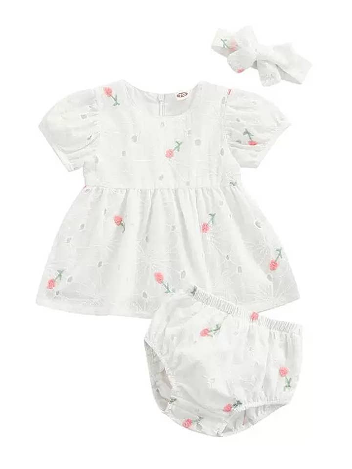 Eyelet Flower Cotton Baby Dress, Bloomers & Headband and other Purchase Wholesale bloomer. Free Returns & Net 60 Terms on Faire trending on Faire.