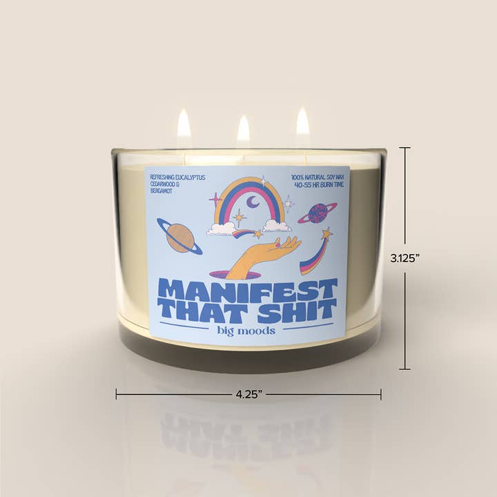 Big Moods - Wholesale Jar/Filled Candle - "Manifest That Shit" 3-Wick Luxury Soy Candle - 14oz2