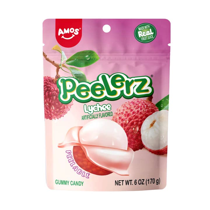 Amos Gummy Peelerz Lychee 6oz, 12ct for wholesale by Snack Daddy
