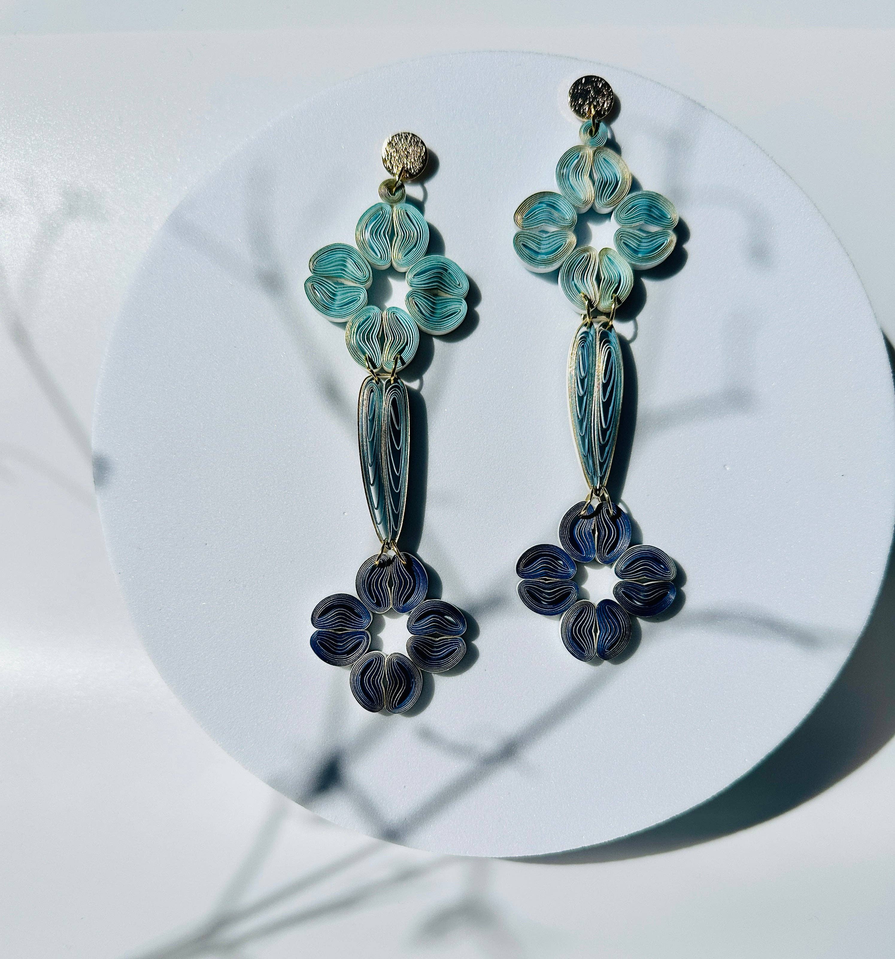 Paper Shaper by Julie - Wholesale Dangle Earrings - Flowerful Cascade Dangle Paper Earrings5