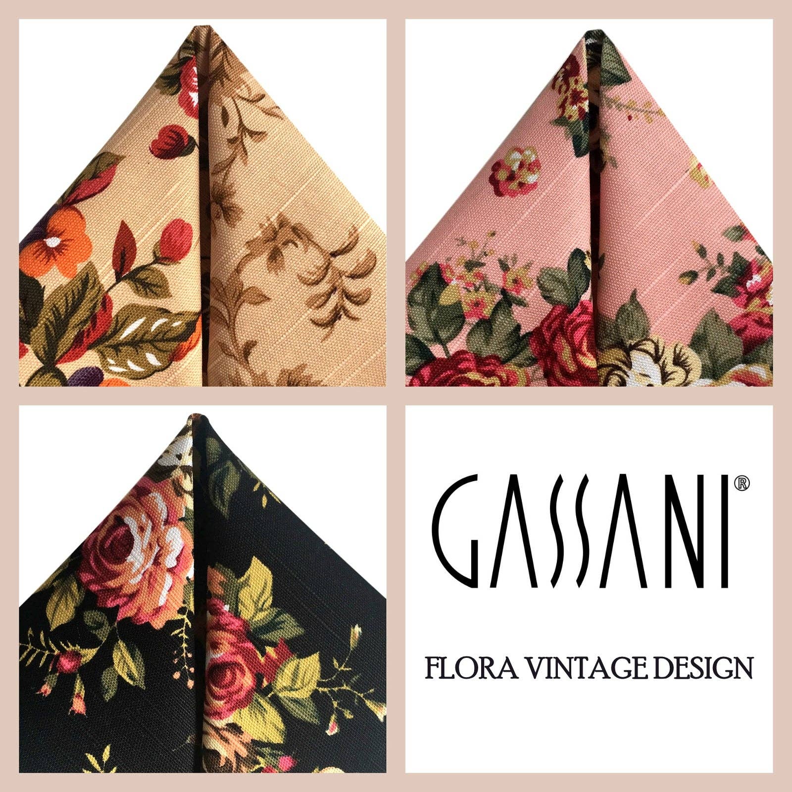 GASSANI - Wholesale Bow Tie - Men's - GASSANI Set of 2 Brown Linen Wedding Bow Tie Handkerchief Floral Flower Bow Pre-tied5