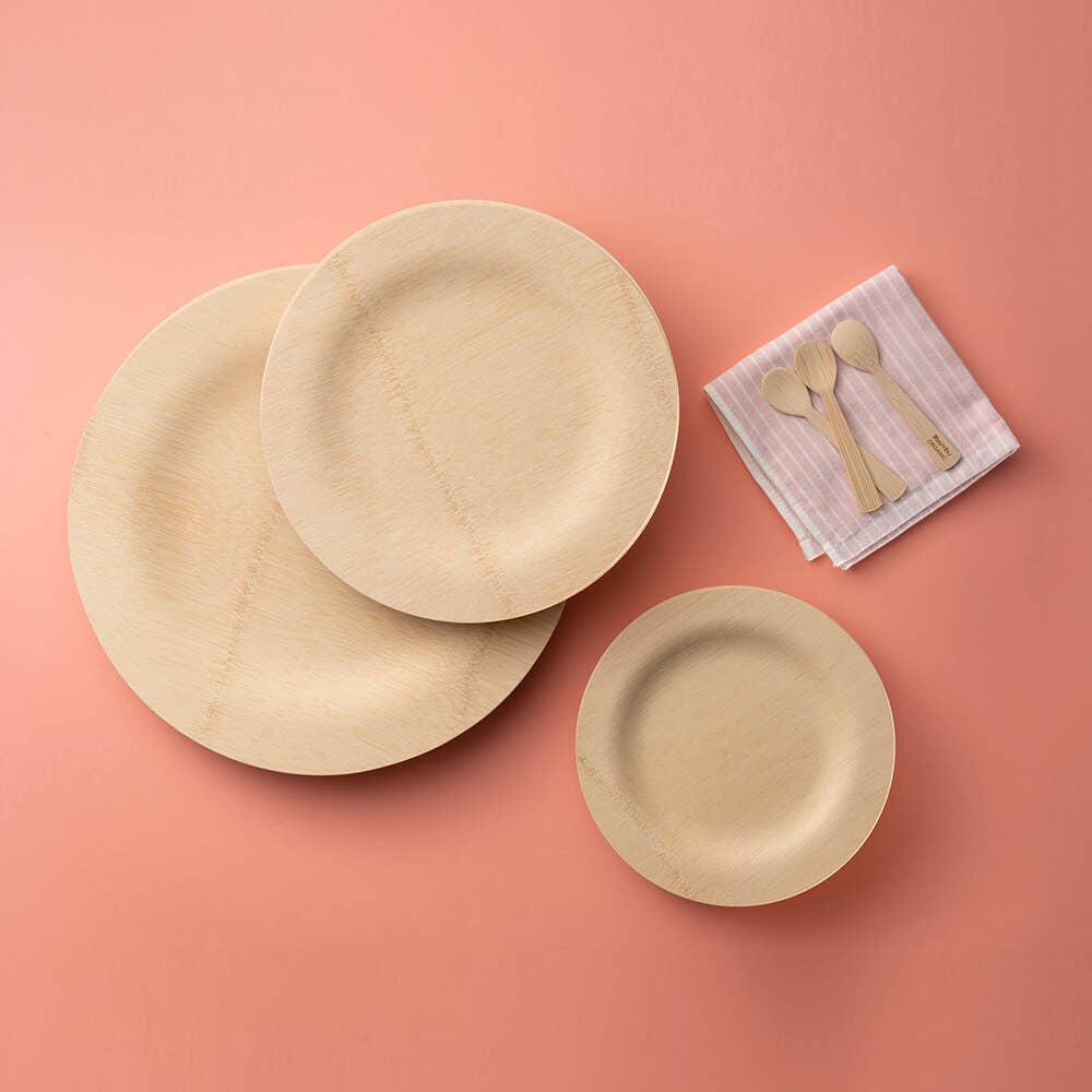 bambu® – wholesale Disposable plate – Disposable Bamboo Round Plates, Bulk Case of 1004