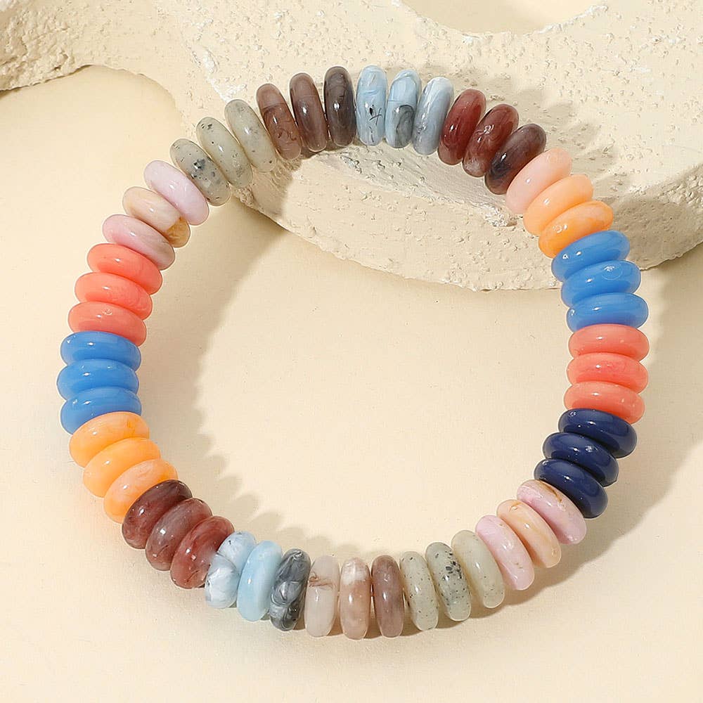 Sensibling Corp. - Wholesale Armband met kralen - Gemarmerde Platte Schijf Kralen Stretch Armband6