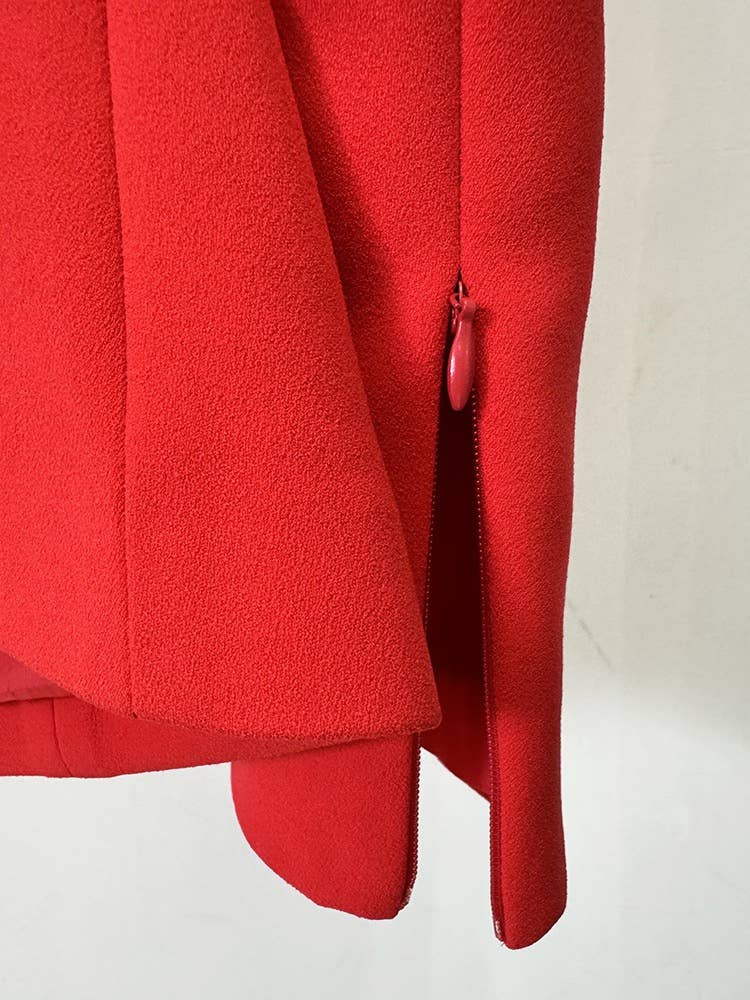 JK109Y Chic Red Off-Shoulder Blazer with Rear Zipper Design for wholesale on Faire7