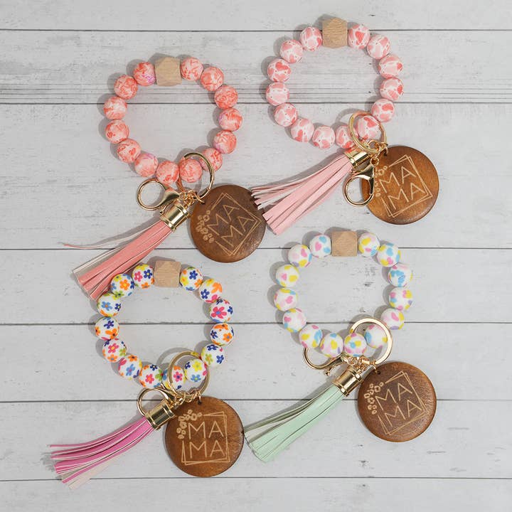 SoapElenGlen - Wholesale Keychain - Women's - Mama Silicone Bead Tassel Keychain, Mother’s Day Gift