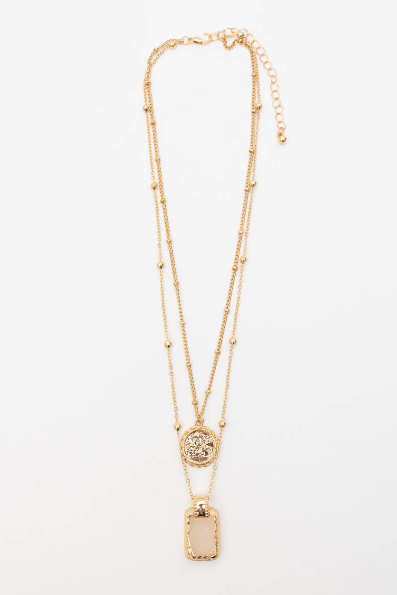 Or Collier à pendentif en pierre blushy ☺️ en vente sur Faire4