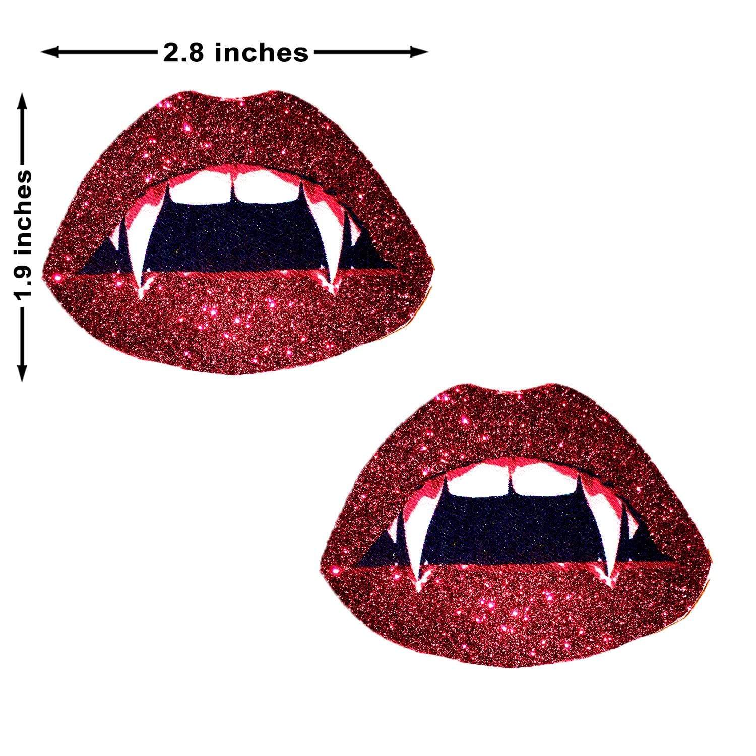 Vampire Fang Red Glitter Lip Blacklight Nipple Cover Pasties for wholesale on Faire2