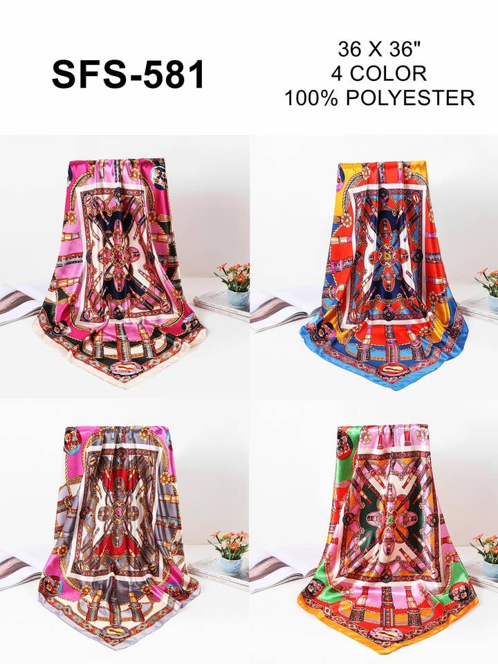 Bandana a sciarpa quadrata con stampa mista per la vendita all'ingrosso da parte di Honey J