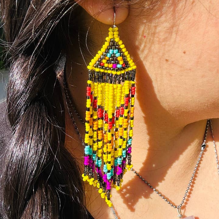 Pendientes de Abalorios - Patrón de Flecos Largos en Triángulo Pequeño - Eliges Estilo para venta al por mayor de Rock Paradise