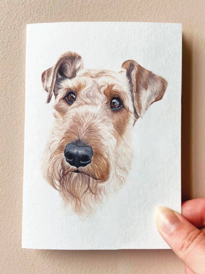 Cartão Betty, a Terrier de Airedale por atacado de Annalise Paints