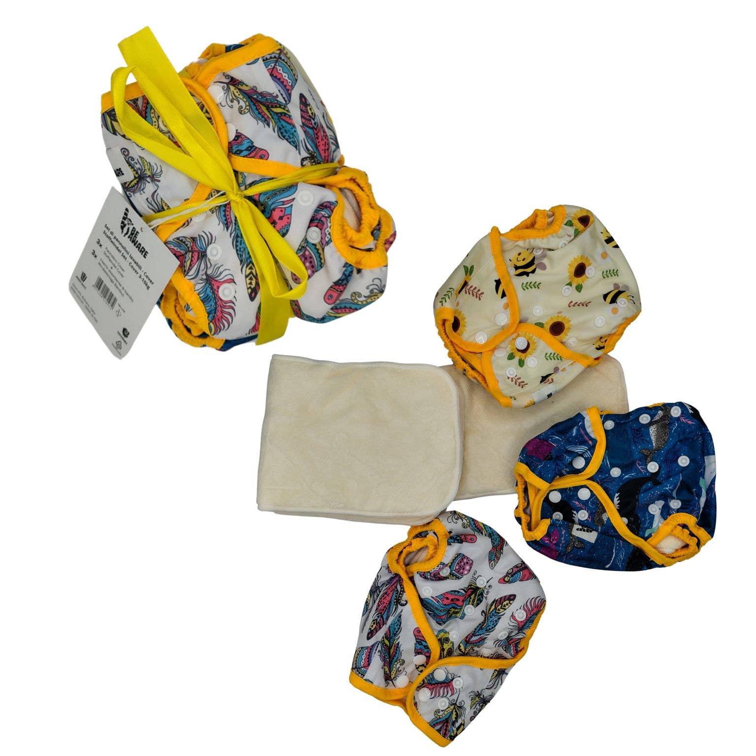 Be Aware – Fralda de pano - Bebé por atacado – Conjunto de fraldas reutilizáveis de 3 peças Be Aware1