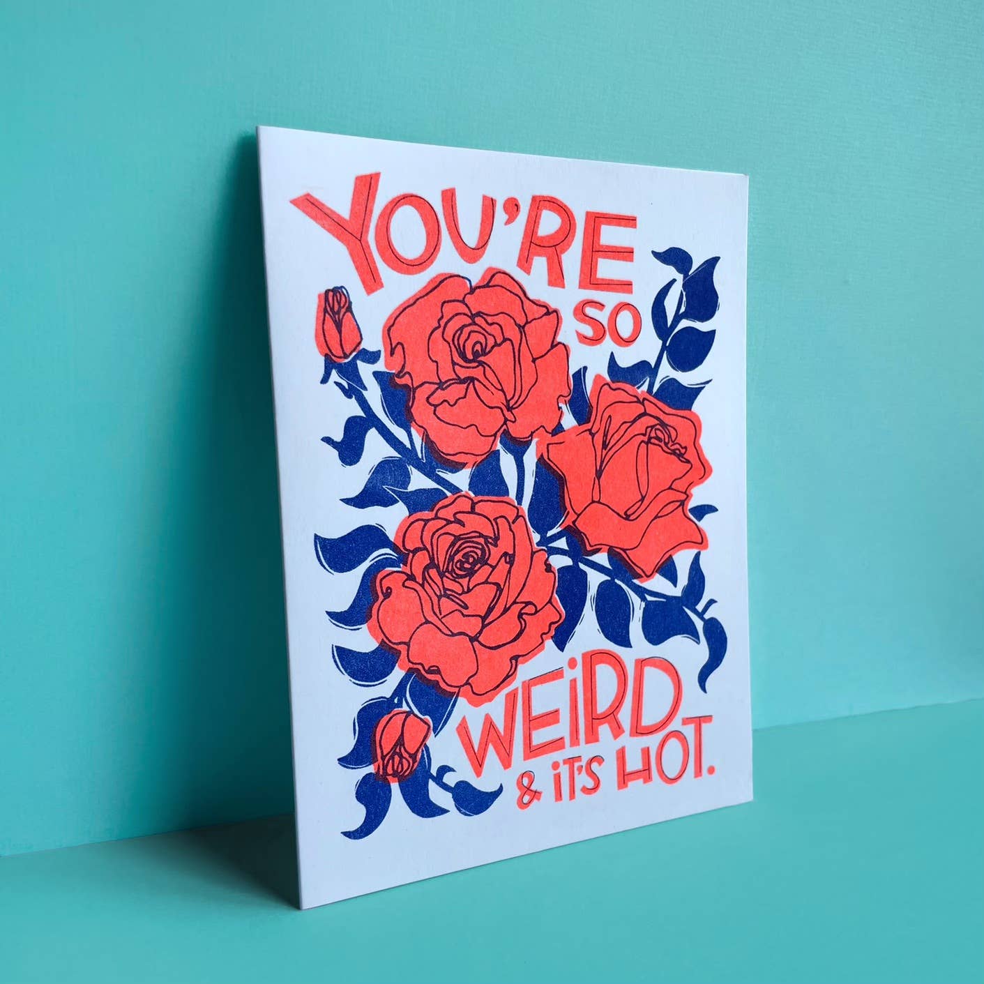 Pier Six Press - Wholesale Love Card - Weird Roses - Love Letterpress Greeting Card1