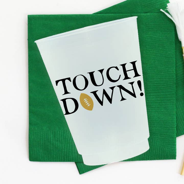 NEW! Touchdown Football Tailgate Frosted Shatterproof Cups for wholesale by When it Rains Paper Co.