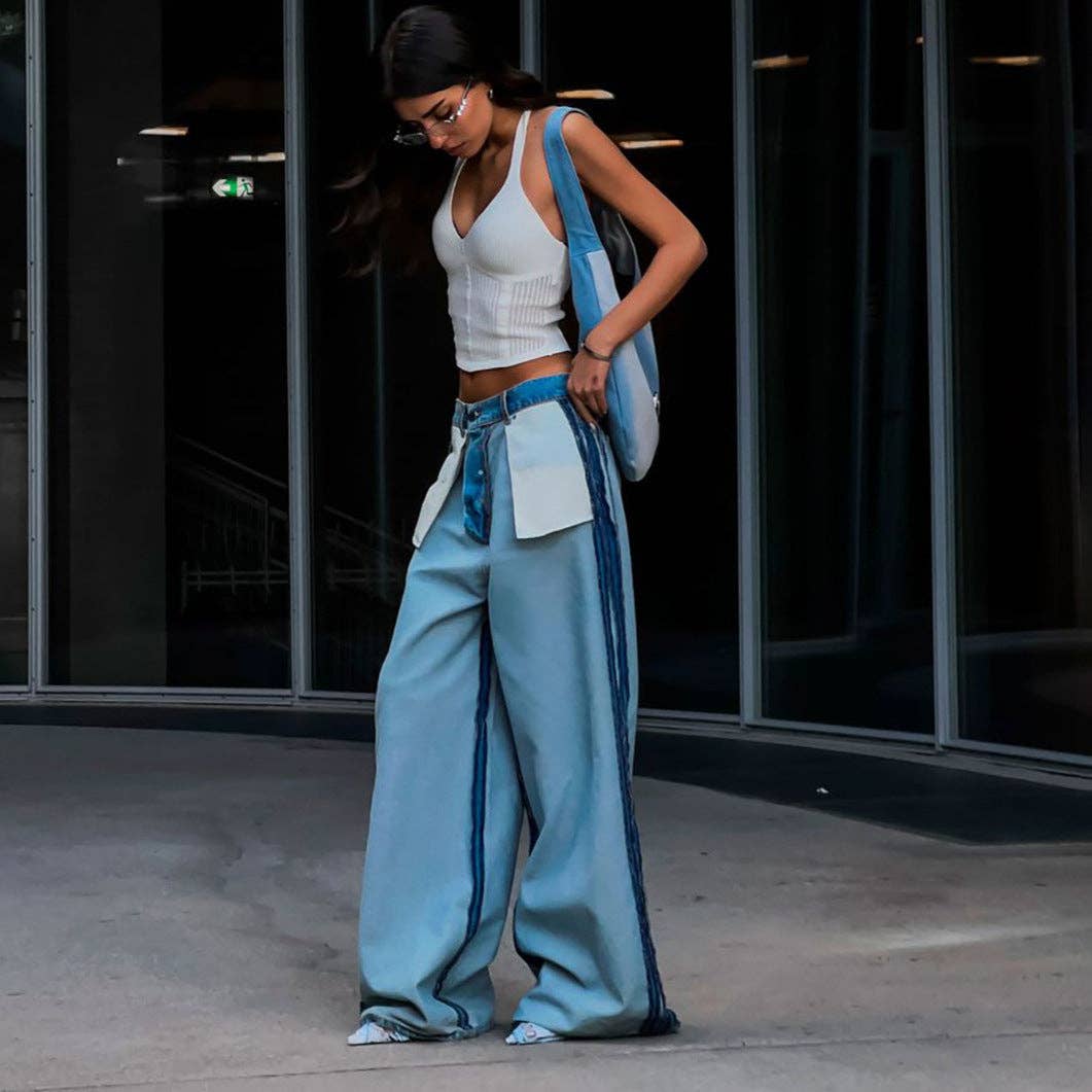 Light Blue Style T  2025 NEW HighWaisted Wide Leg Jeans Chic Summer Comfort for wholesale on Faire8