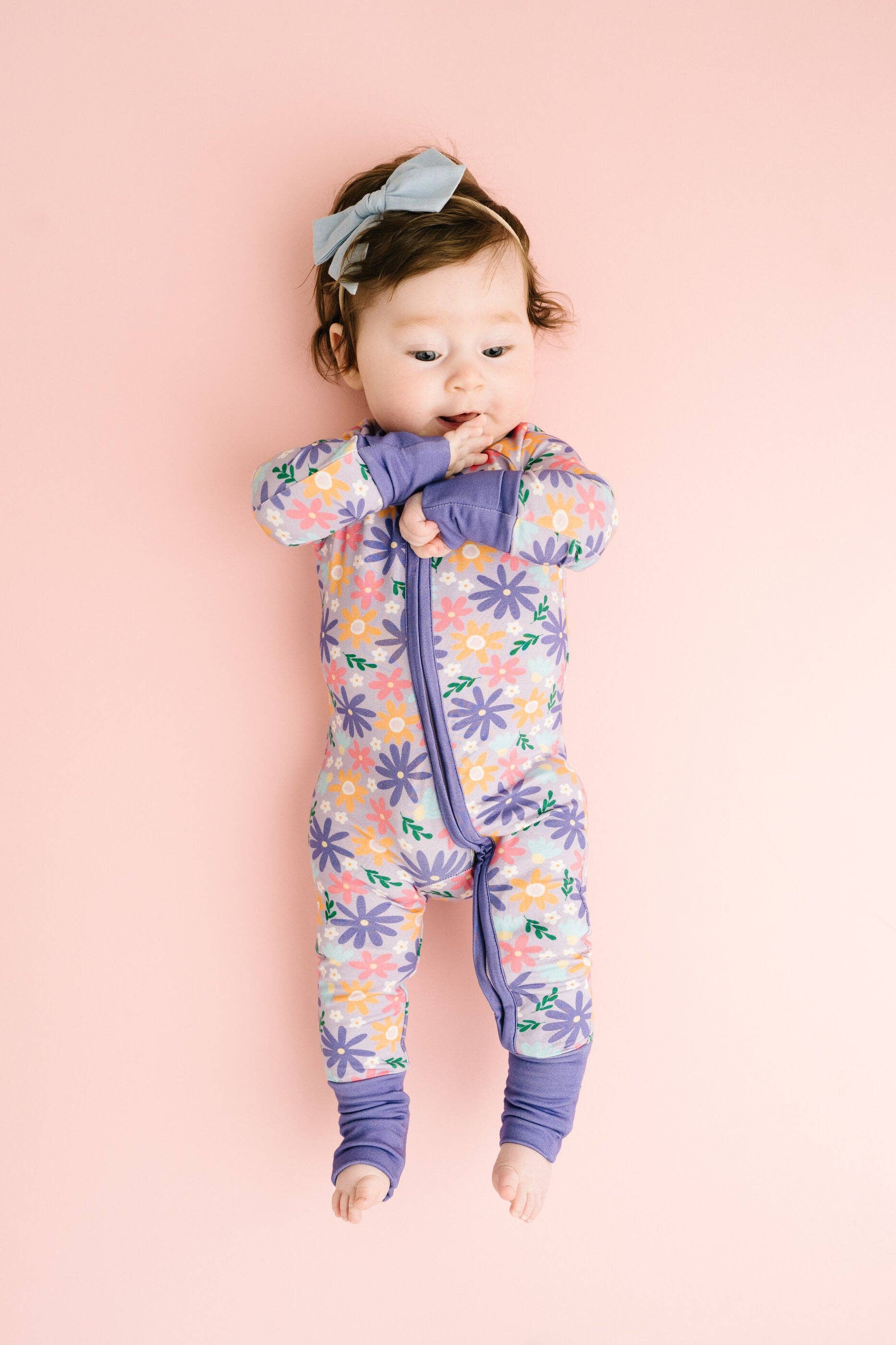 Little One Shop - Wholesale Sleepsuit - Baby - Lavender Blooms Bamboo Sleeper