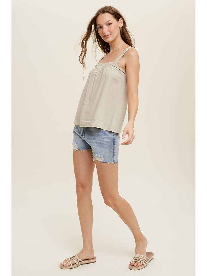 Wishlist Apparel - Wholesale Camisole - Women's - SQUARE NECK CAMI WITH RUFFLE DETAIL / WL22-71436