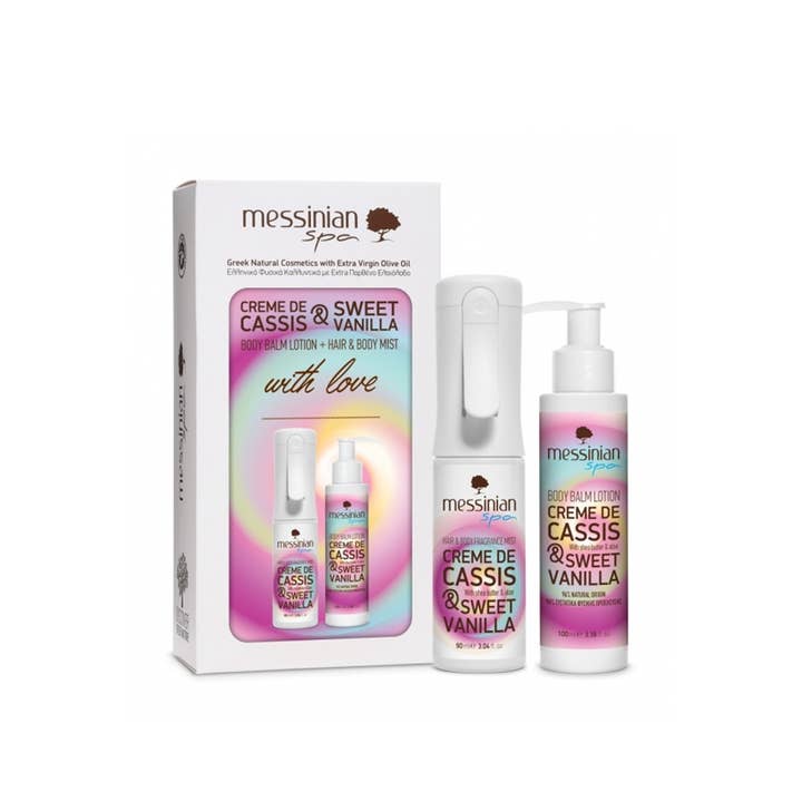 Geschenkset Creme De Cassis und Sweet Vanilla Messinian Spa für den Großhandel von IngrossoBeauty by INCI Srl