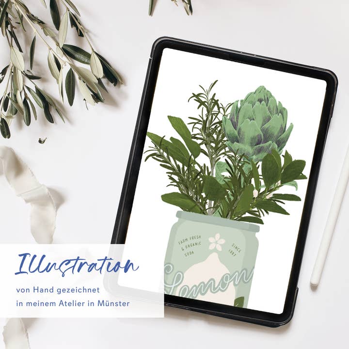 Wildblumen Atelier – wholesale Vykort – Medelhavsinspirerat vykort med citronlattedesign, FSC-certifierat2