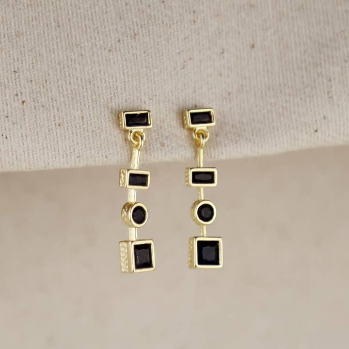 18k Gold Filled Black Dangling Shapes Earring for wholesale by GoldFi