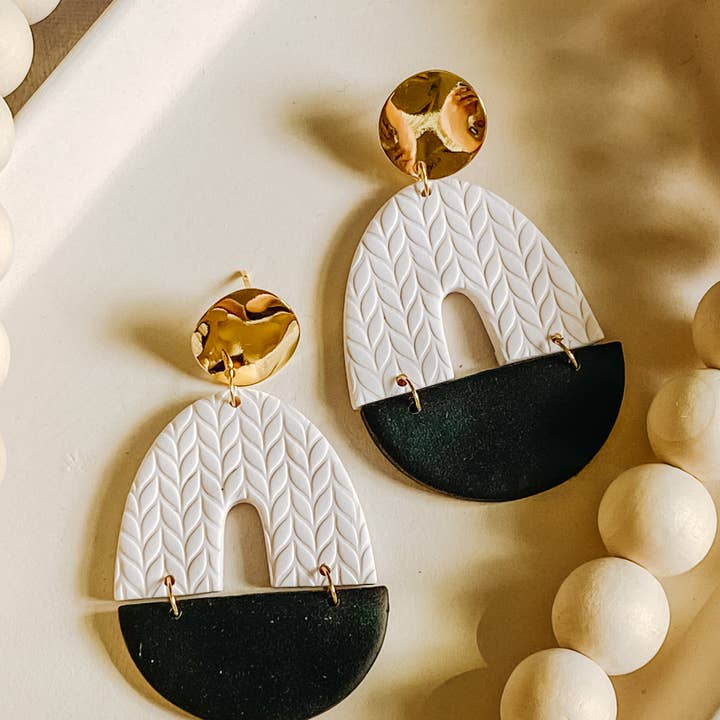 Black & White Large Dangles for wholesale by Happily Handmade Clay
