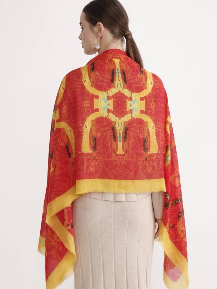 Châle en coton et soie, collection FLAME pour la vente par FAD Fashion Art Design