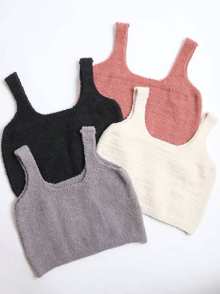 Plus Size Solid Boucle Yarn Cozy Brami Top for wholesale by Leto Accessories