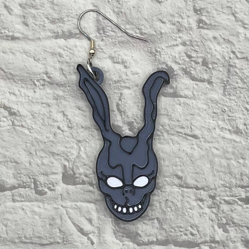 Cryptid Craft Studio - Wholesale Dangle Earrings - Frank Rabbit Horror Statement Earrings 3D Printed1