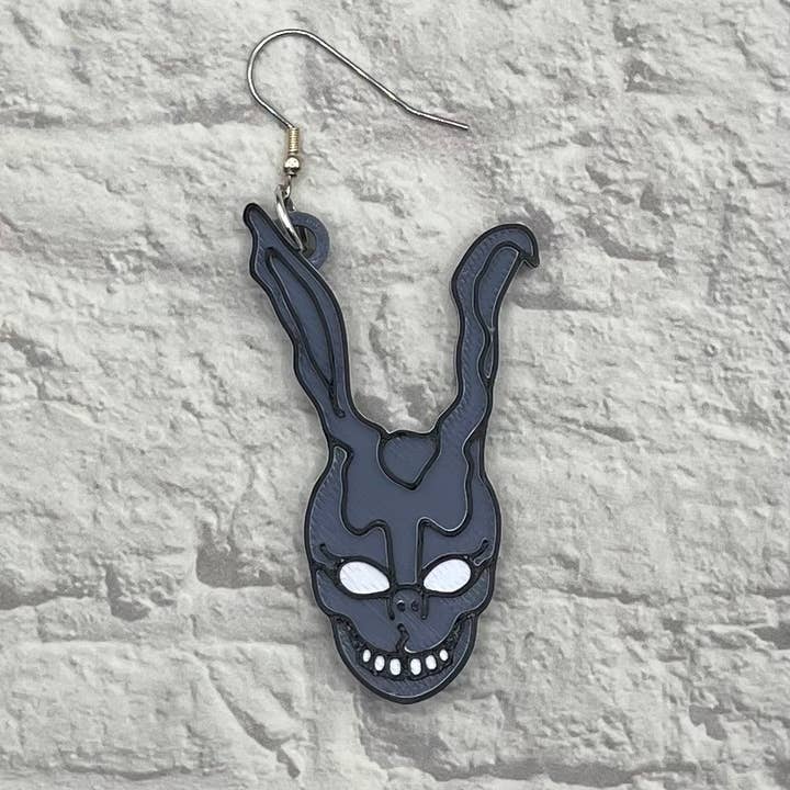 Cryptid Craft Studio - Wholesale Dangle Earrings - Frank Rabbit Horror Statement Earrings 3D Printed1