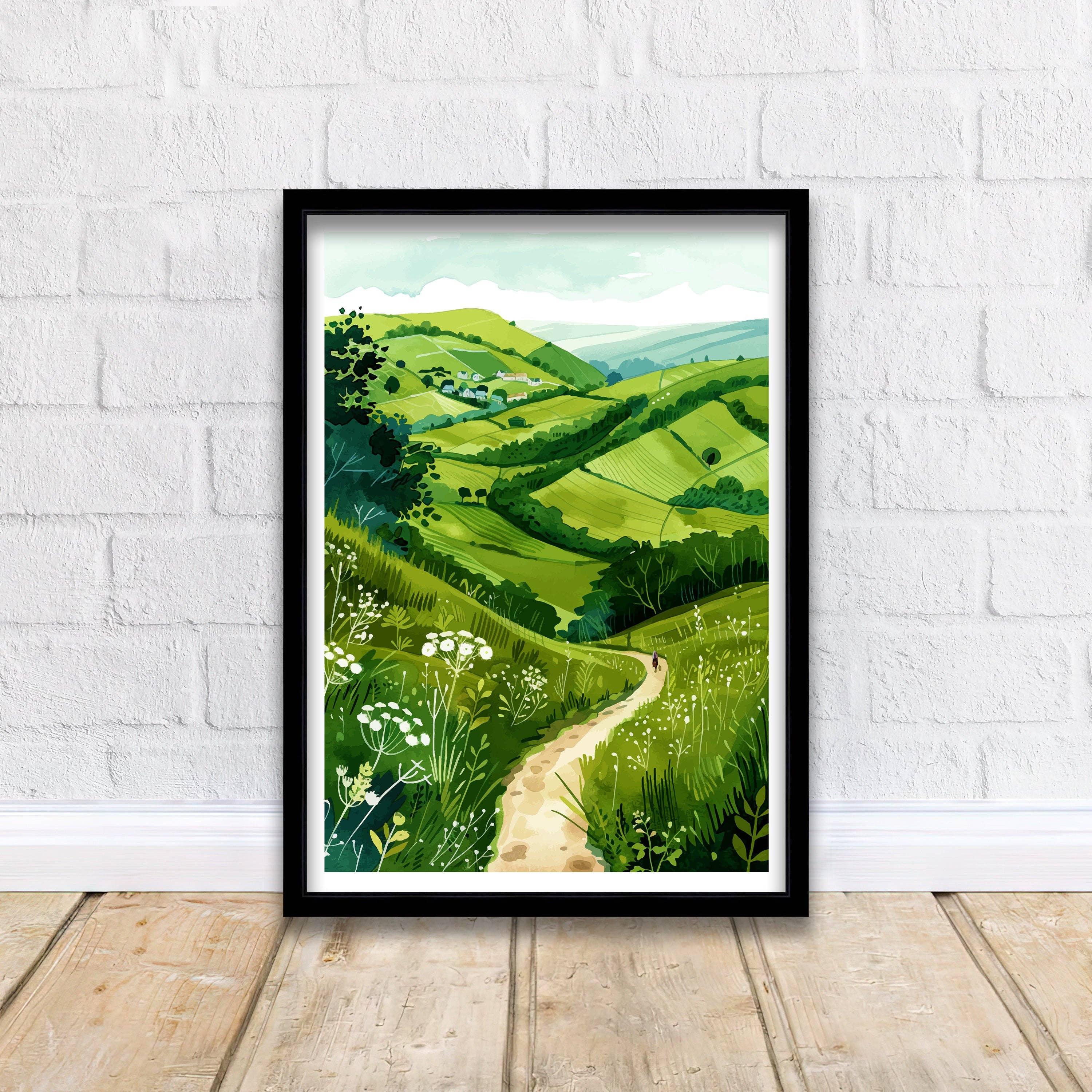 InkNPrintz - Venta al por mayor Ilustración - Póster de viaje de Malvern Hills, Inglaterra