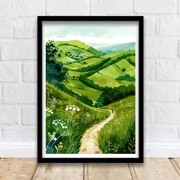 InkNPrintz - Venta al por mayor Ilustración - Póster de viaje de Malvern Hills, Inglaterra0