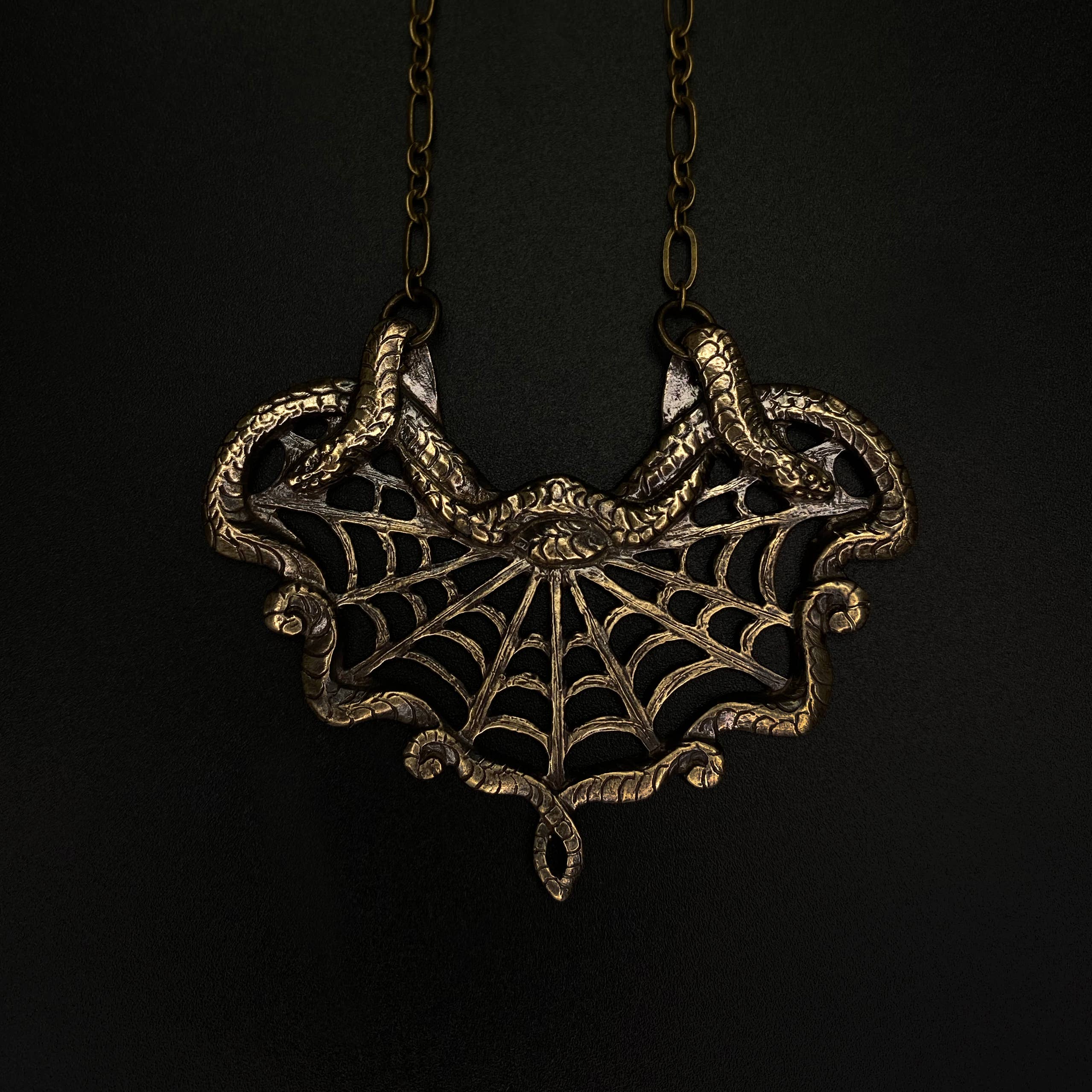 Miyu Decay - Wholesale Pendant/Charm Necklace - Medusa's Lace Brass Necklace in Brass and Sterling3