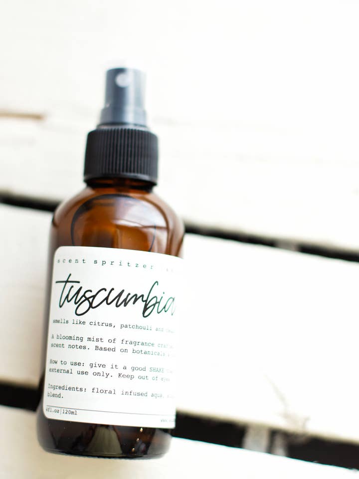 TUSCUMBIA | Scent Spritzer | Citrus, Patchouli, Cedar 4oz for wholesale by Skin Revival