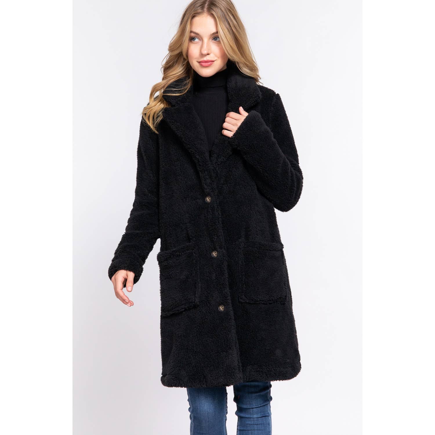 Apolline - Wholesale Coat - Women's - NOTCHED COLLAR PATCH POCKET SHERPA COAT10