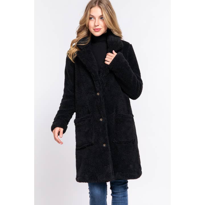 Apolline - Wholesale Coat - Women's - NOTCHED COLLAR PATCH POCKET SHERPA COAT14
