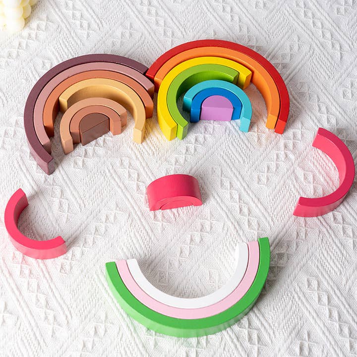 Little Chic Boutique - Venta al por mayor Juegos de construcción - Niños - Bloques de Construcción de Madera en Forma de Arco Iris Juguetes al por Mayor Accesorios para Niños V3823120800002