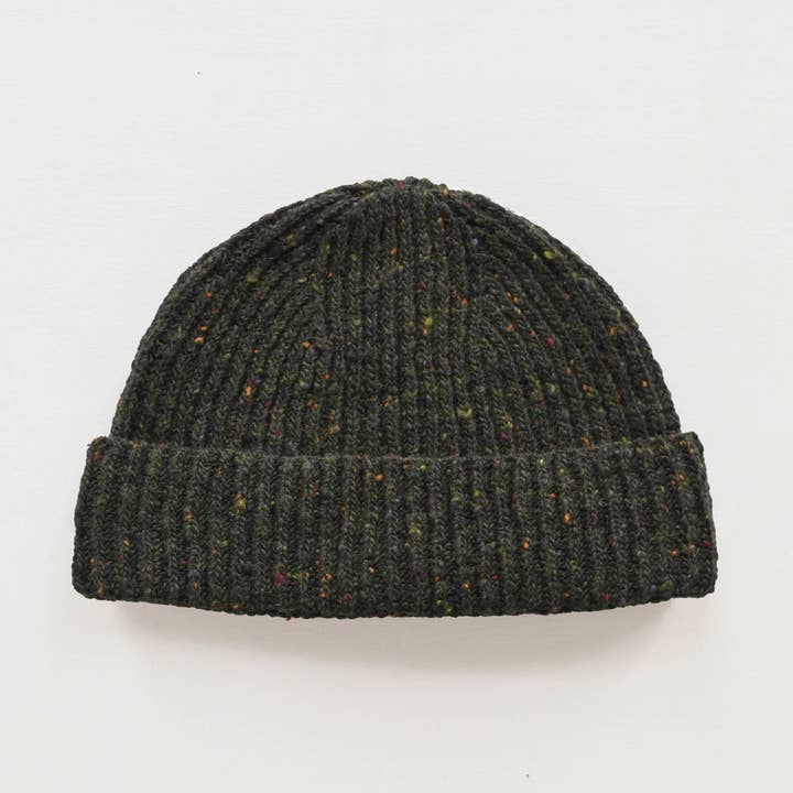OUBAS – wholesale Beanie – Unisex – Donegal Merino Wool Beanie Hat in Forest Green0