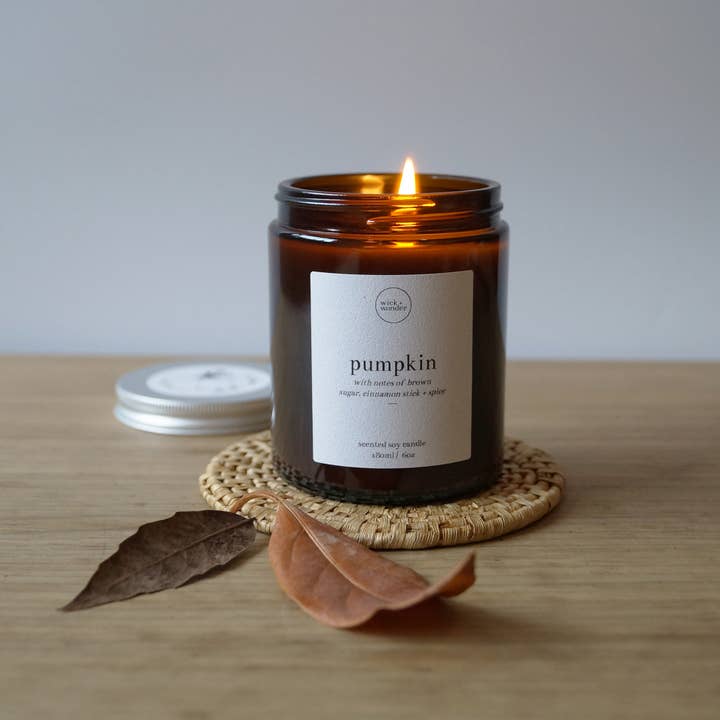 wick + wonder - Wholesale Jar/Filled Candle - Pumpkin Spice – Soy Wax Candle – Halloween / Autumn – 180ml2