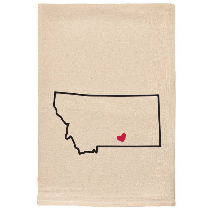Montana Love My State Kitchen Tea Towel With Heart Pin for wholesale by ellembee gift