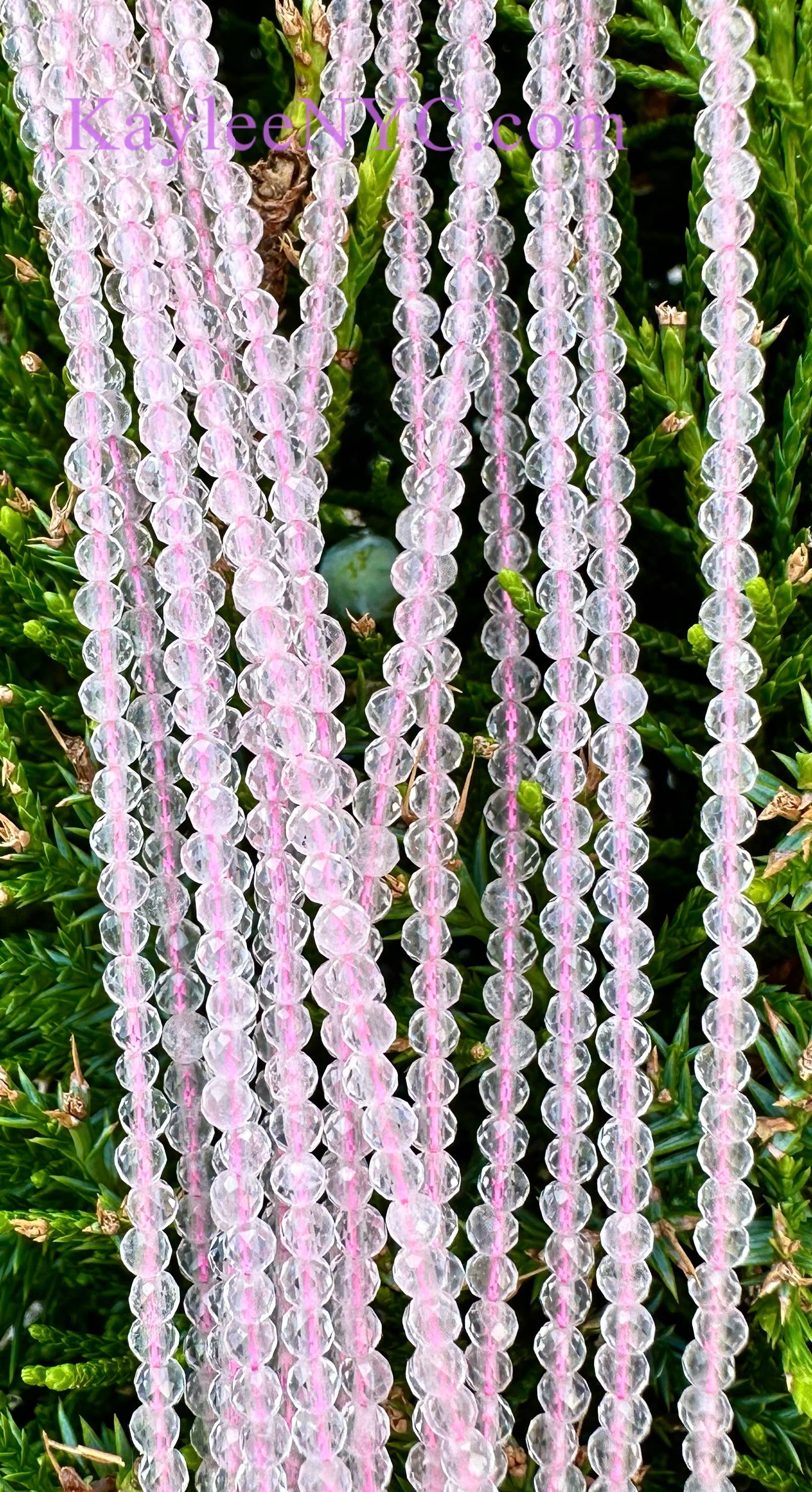 KayleeNYC - Wholesale Beaded/Pearl Necklace - 2mm Natural Rose Quartz Necklaces Crystals Healing Energy2